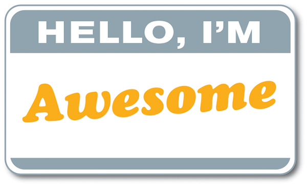 Hello sticker reads: I'm Awesome