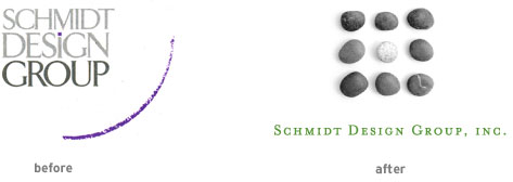 Schmidt Design Group logo (before and after)