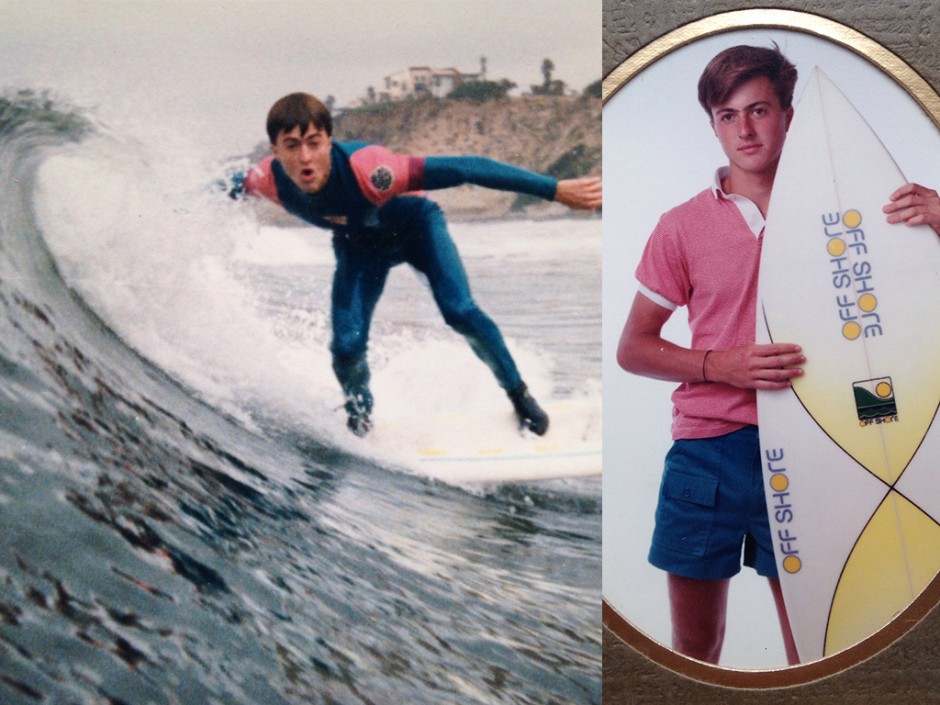 David Lecours surfs