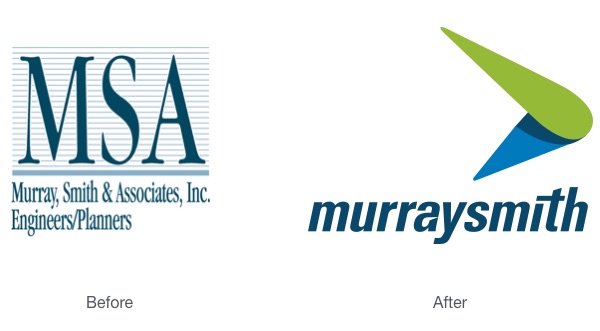 Murraysmith rebrand before and after logo