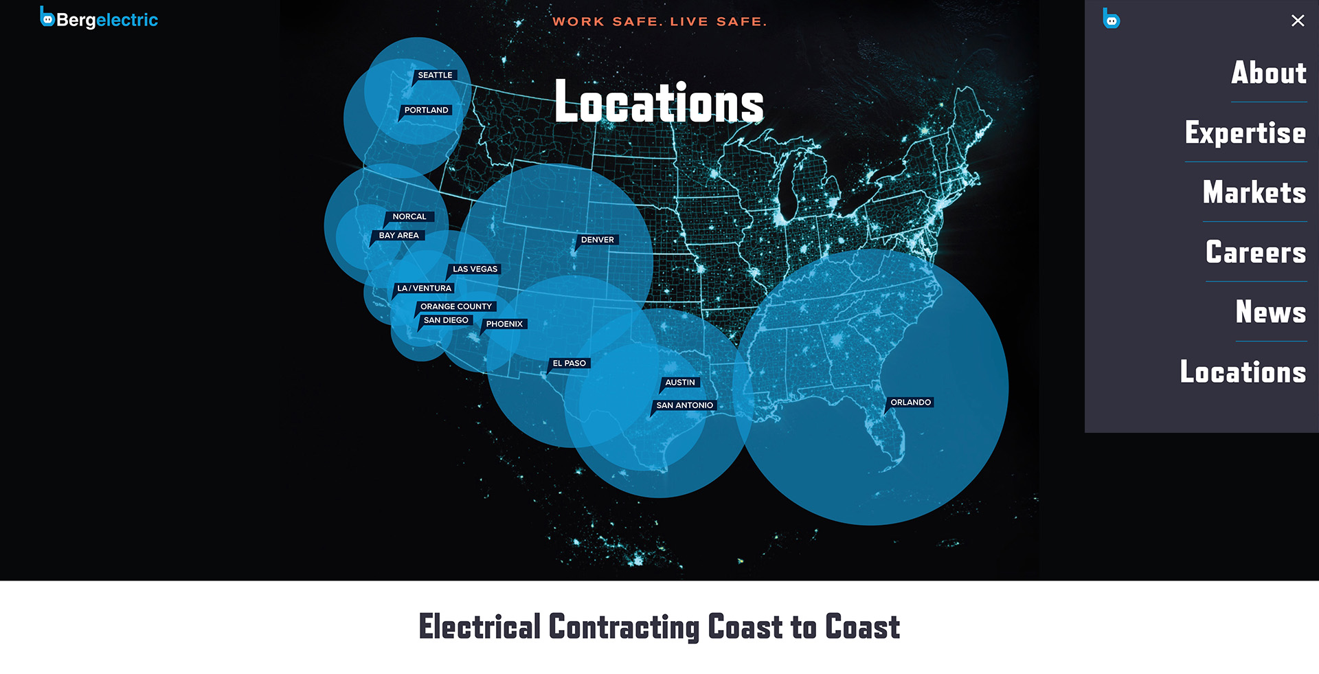 Bergelectric website Locations page